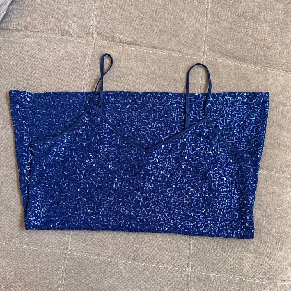 Express Royal Blue Patterned Blouse - image 6